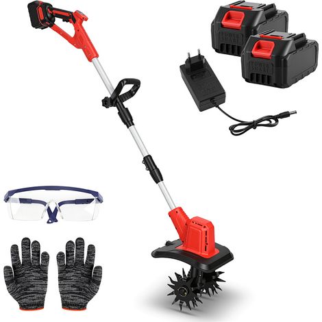 Jiubiaz Elektro Gartenfräse Motorhacke Kultivator Bodenhacke für Garten und Gemüsebeet, 400 W Rot und Schwarz (1/5)