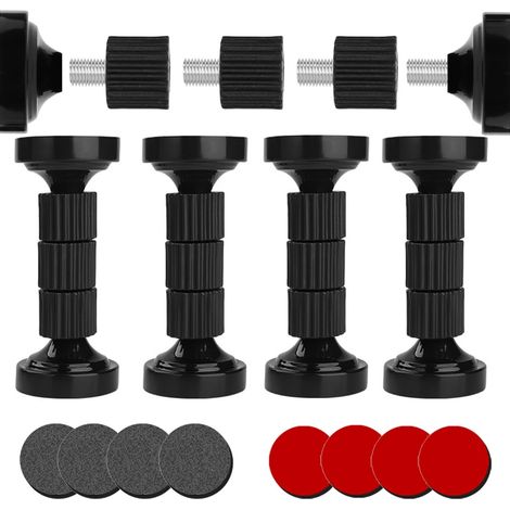 4 Pièces Cadre de Lit Fileté Réglable, Pieds de Meuble Réglables, Pieds de Nivellement Réglables pour Meubles, Tête de Lit Stabilisateurs, 96-112mm,Installation simple, Pour Lits et Armoires (Noir) (1/5)