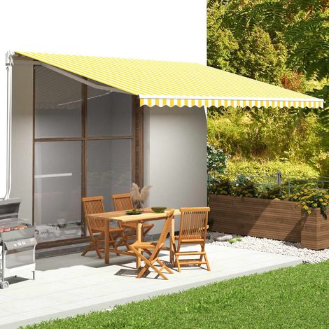Tissu de remplacement pour auvent Contemporain - Recouvrement de remplacement - Jaune et blanc 5x3,5 m Chic-422339 (1/5)