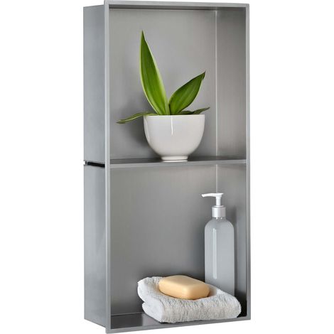 DALSYS Niche murale en acier inoxydable, niche de douche moderne, pas de carrelage nécessaire, étanche - 30x60x12cm, Argent