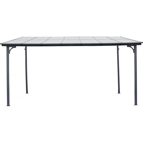 Pérgola adosada "Marvin" - 4 x 3 m - 423 x 298 x 243 cm - Gris oscuro (1/4)