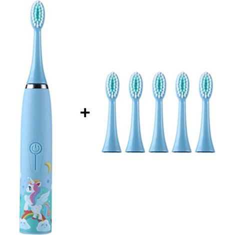 NN Rechargeable Electric Toothbrush for Children with 6 Brush Heads, Soft Sonic Brush, USB Charging, and Waterproof - AquaForge (1/2)