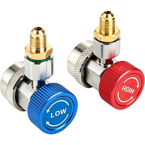 Connecteur Raccord Rapide R134A, Couple Adaptateur R-134A 1/4 Pouce Sae Hvac Raccords De Voiture A/C Raccord Rapide Bas/Haut, Kit Connecteur Flexible Collecteur Freon Hvac (1/5)