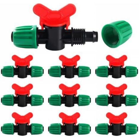 CCYKXAA 10 Pièces 16mm Vanne Commutation D'Irrigation, Irrigation Pipe Valve Switch, Robinets de Verrouillage pour Système D'irrigation Goutte à Goutte, pour 16mm Tuyau, Vert (1/5)