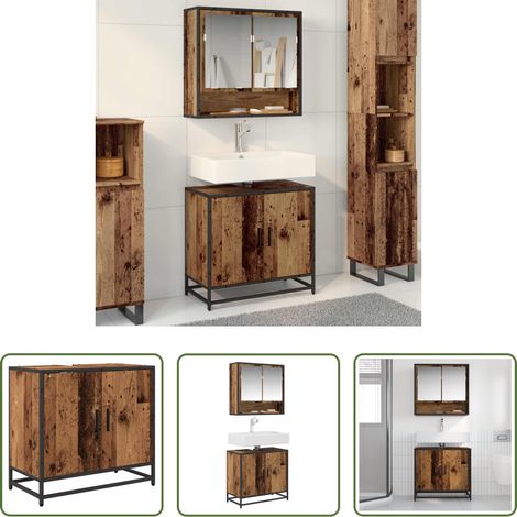 Bois ancien - Meuble de Lavabo de Salle de Bain Bois Ancien 65 x 33 x 60 cm (1/5)