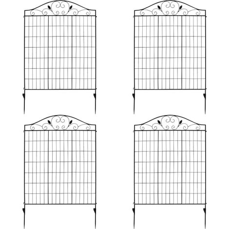 4 Panels Steel Decorative Garden Fence Folding Wire Patio Fences Interlockable (1/5)