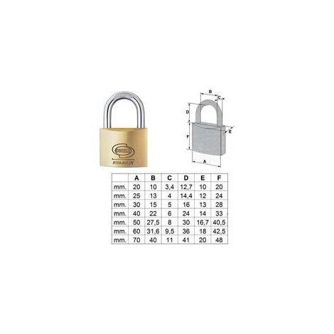LUCCHETTO OTTONE ARCO NORMALE PRIUM PL110- - mm.70 (PL1107000) - 4 pezzi CORBIN