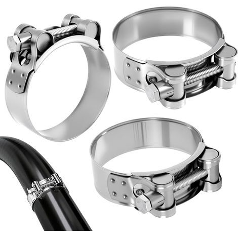 Collier Echappement 60-63mm, Acier Inoxydable 304, Moto Collier de Serrage Tuyau d'échappement, Ventilation et Raccords Tubulaires, Accessoires de Tuyaux D'échappement (1/5)