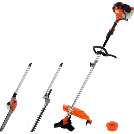 Gt Garden – Outil de jardin multifonction thermique – tronçonneuse 52 cm3 – débroussailleuse avec tête Tap and Go – taille-haies orientable 40 cm (1/5)