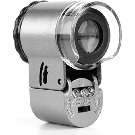 50-fache Juwelierlupe, faltbare Metalllupe mit LED- und UV-Licht, Vergrößerungsglas, Taschenlupe zur Untersuchung von Schmuck, Banknoten, Antiquitäten, zum Lesen, für wissenschaftliche Zwecke und die 