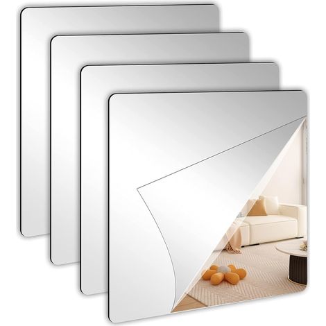 Miroir Mural Autocollant Carrés de Miroir Acrylique Adhésif Miroirs Souple à Coller Miroirs Décoratif Design pour Salon pour Salle De Bain Salon Chambre