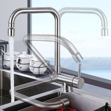Robinet de cuisine rabattable avec 2 fonctions de jet et rotation à 360°. Robinet d'évier rabattable (1/5)
