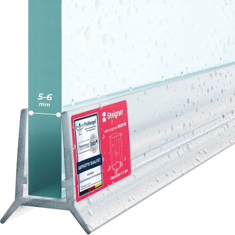 STEIGNER Duschdichtung UK24-6 Ersatzdichtung für Dusche Wasserabweiser, L, 80 cm, (Einzeldichtung), 5mm bis 6mm Glasstärke