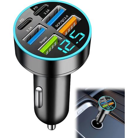 Chargeur Allume Cigare USB Rapide, USB Allume Cigare Ultracompact en Alliage D'Aluminium, Chargeur Telephone Voiture avec Charge Rapide pour Type-c, Android Et Bien Plus (1/5)