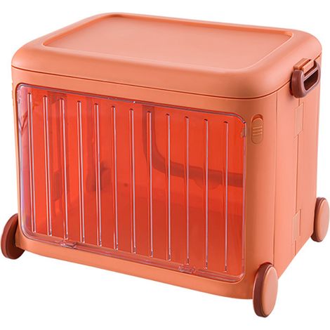 Boîtes de rangement empilables transparentes avec roulettes, pliables et mobiles, pour jouets livres et snacks, couleur orange (1/5)