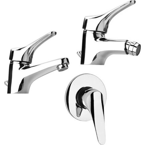 Set miscelatori lavabo + bidet + incasso doccia Piralla Ariel ottone cromato con PILETTA DI SCARICO INCLUSA 0RE00088A21 0RE00094A16 0RE00410A16 (1/4)