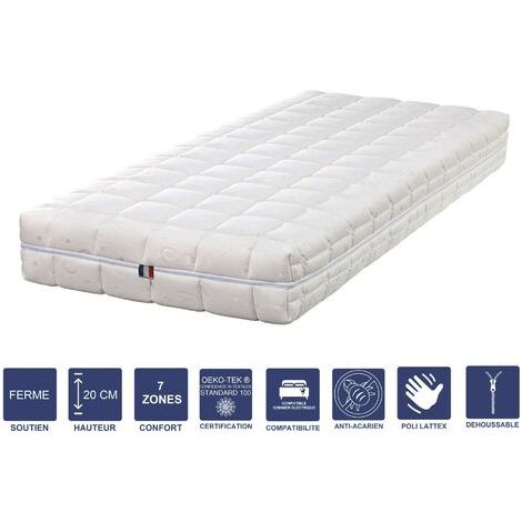 Matelas contact Mémoire de Forme + Alèse - 20 cm Ferme + Oreiller Visco - Spécial Sommier Electrique - Déhoussable Housse Lavable - 7 Zones de Confort - rembourrage 100 % polesther - - Très Respirant (1/5)