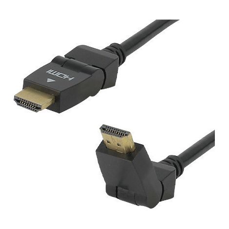 Câble HDMI Articulé 180° 4K Ultra HD High Speed noir audio/vidéo mâle/mâle 3 mètres Gold - SEDEA - 914533