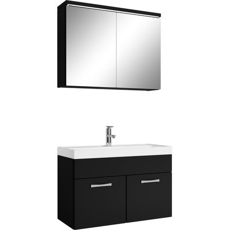 Conjunto de muebles de baño Paso 02 80 cm - Negro Mate - Mueble