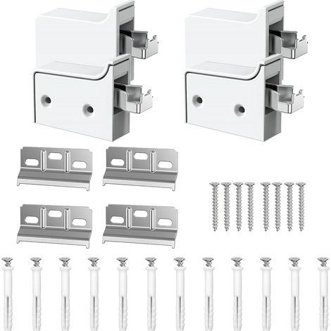 4 Supports d’Armoire Suspendue Réglables en Acier Blanc Fixation murale pour meubles de cuisine et salle de bain, capacité de charge 130 kg (1/5)