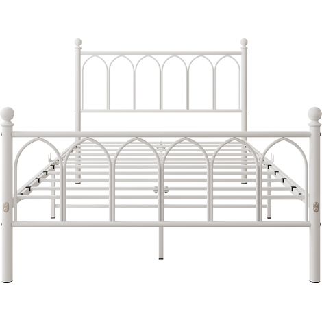 Cama de acero resistente de 120 x 200 cm, compartimento de almacenamiento de 27 cm, con estación de carga USB y luz LED, ideal para adolescentes y adultos (blanco). (1/5)