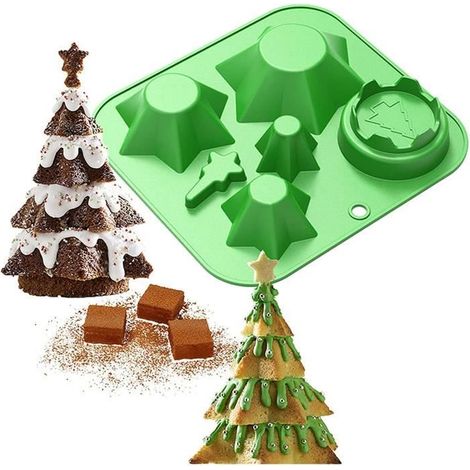 Moule à Gâteau - Non spécifié - Arbre de Noël - Silicone de qualité alimentaire - 22,1 x 20,6 cm - Vert (1/4)