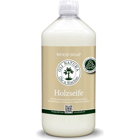 Savon pour Bois 1 Litre - Nettoyant naturel pour parquet, meubles en bois et escaliers - Surfaces huilées et cirées - Savon doux sans solvants, pH neutre (1/5)