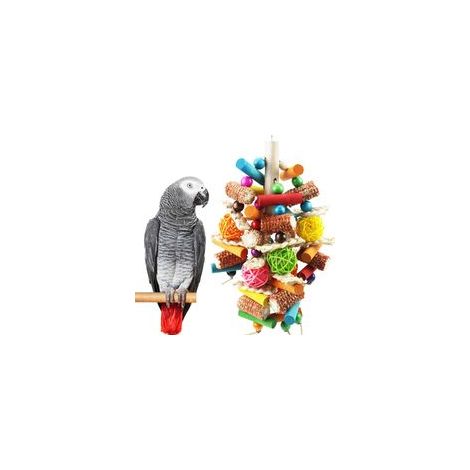 Vogelspielzeug, Papageienspielzeug für große Vögel, Naturholz-Kauspielzeug für Graupapageien, Aras, Kakadus, Amazonenpapageien, Hängespielzeug für Volieren – Crezuo