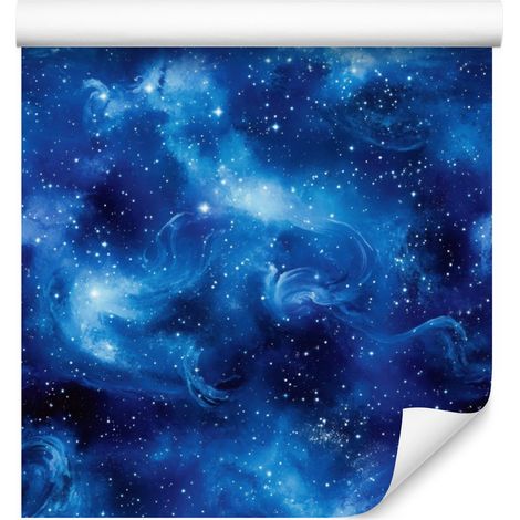 Aquarell-Galaxy-Tapete in Blau, Marineblau, Azurblau und Schwarz, 50 x 1000 cm (1/5)