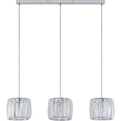 [NEUWERTIG] B-Ware Lindby Hängelampe Pendelleuchte Sofia Chrom Transparent Metall Acryl 3 Flammig
