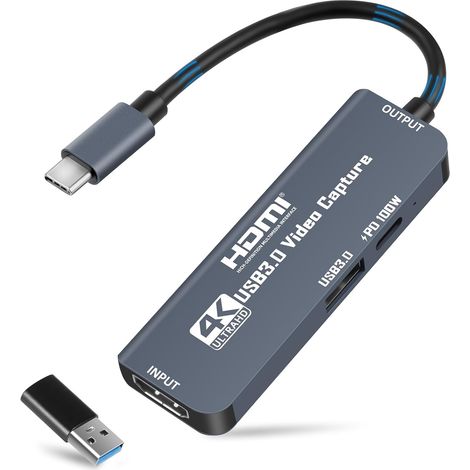 Video Capture Cards, 1080p HDMI to USB/USB-C Adapter, for Gaming, Live Streaming, Video Conferencing, Streaming, and Teaching (1/5)
