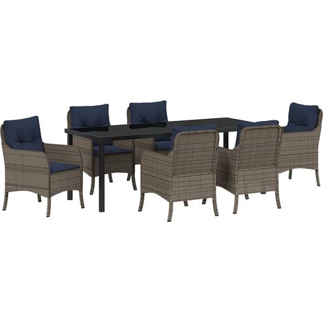 Maison Exclusive - Set da Pranzo per Giardino con cuscino 7 pcs Grigio polyrattan