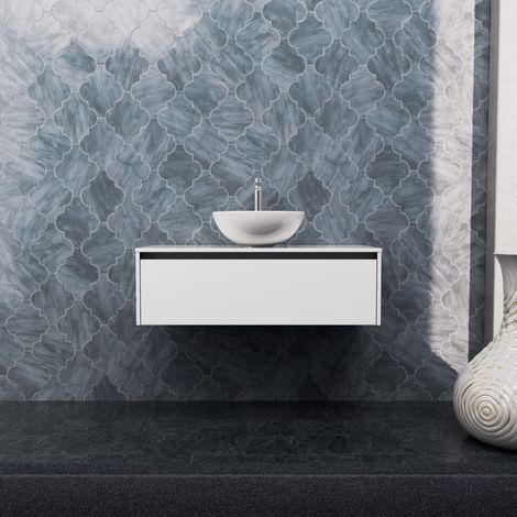 Inda - Mobile bagno L.100 con lavabo in appoggio / Bianco lucido