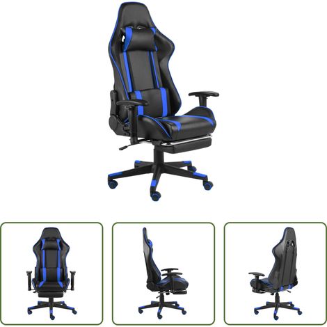 Gamingstuhl mit Fußstütze - Gaming-Stuhl mit Fußstütze Drehbar Blau PVC (1/5)