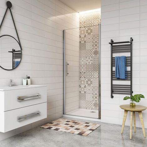 AICA porte de douche pivotante 100x187cm avec un receveur de douche 100x80cm (1/5)