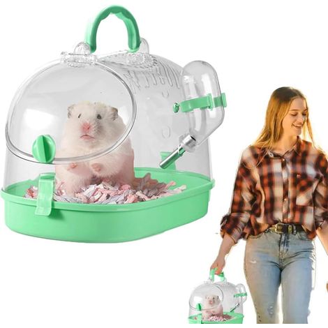 Cage de transport portable pour petits animaux (cochons d'Inde, lapins et rongeurs) avec biberon intégré - Transport respirant pour hamsters, lapins et autres rongeurs (1/5)