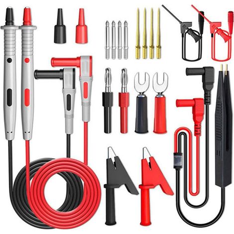 1 de Fils de Test de Sonde Multimètre Universel Série P1503E, Kit de Remplacement D'Aiguille de Testeur, Pointe de Test IC SMD, Crochet de Test, Pince Crocodile PVC + Cuivre