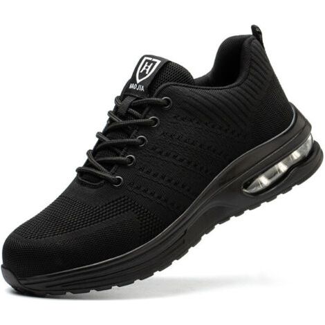 Pr Chaussures de Securité Hommes Femmes Legere Basket de Securite Respirante Confortable Chaussure de Travail avec Embout en Acier Noir Taille 41 (1/4)