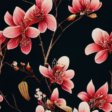 Tela decorativa Oxford para exteriores - motivo: flores rosas en una rama (1/5)