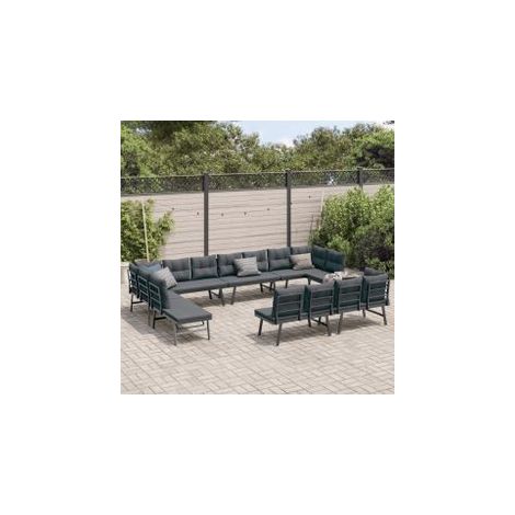 Bancs de jardin avec coussins lot de 8 acier enduit de poudre (1/5)