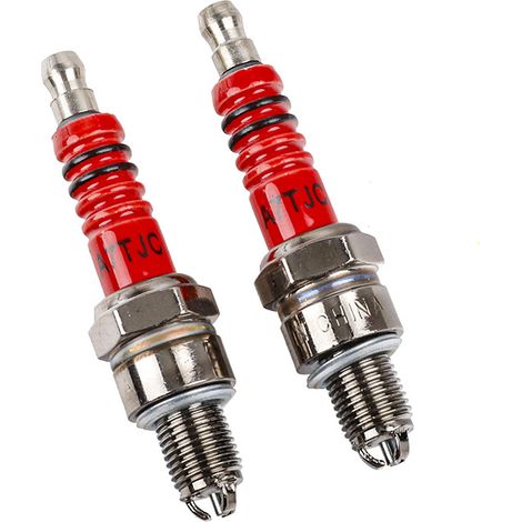 Bougies d'allumage pour scooter GY6, modification d'allumage multi-angle A7TJC, bougies d'allumage A7TJC à 3 broches et tête rouge (1/4)