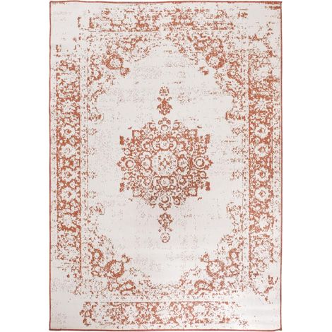 Tapis extérieur, kilim reversible LYN2 AU REVERSIBLE 120x170 orange et crème (1/5)