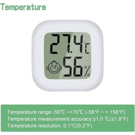 Thermomètre Hygromètre Intérieur Numérique - Mini LCD - 4 Pièces - Précision Haute - Rose, Vert, Blanc (1/4)