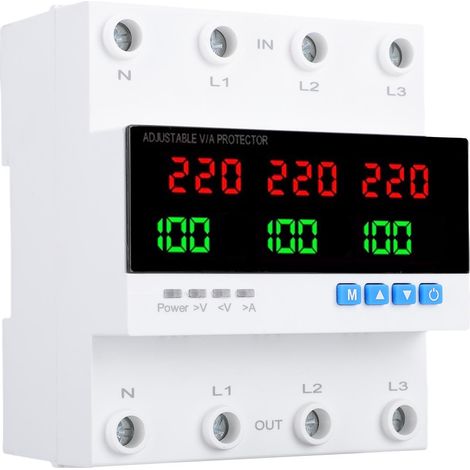 Commutateur de transfert auto 100A 4P triphasé bi-source protection réglable surintensité surtension sous-tension pour générateurs onduleurs réseau (1/5)