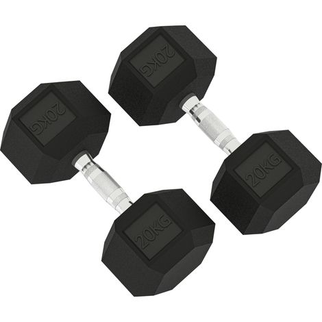 Hanteln mit gerändeltem Griff, Kurzhantel aus Gusseisen, 2 x 20kg für Zuhause, Fitnessstudio, Krafttraining