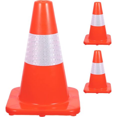 3 Pièces Cônes de Signalisation Route Orange avec Colliers Réfléchissants pour Sécurité Chantier Contrôle Trafic Transport Facile (1/5)