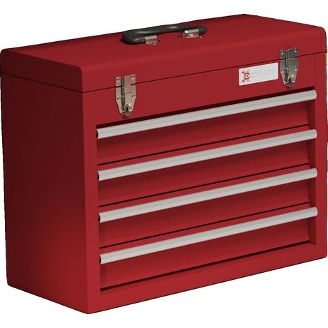 Boîte à outils, 4 tiroirs, design à couvercle pliant, Rouge (1/2)
