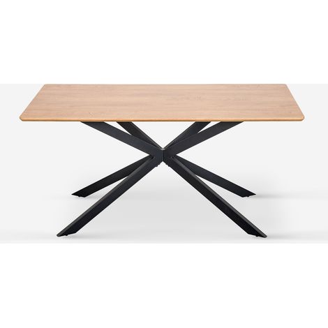 Tavolo con gambe incrociate di design 160x90 in legno e metallo Shaila - Legno Naturale