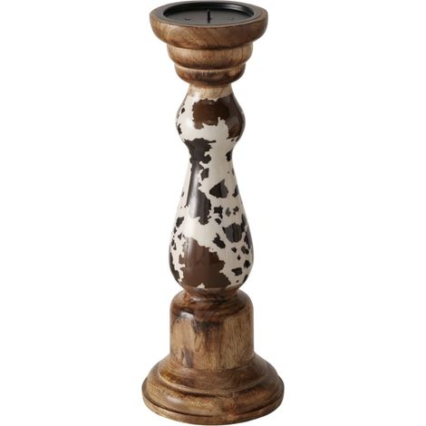 Kerzenleuchter braun, natur, weiß Ø 12,7 cm H: 35,3 cm