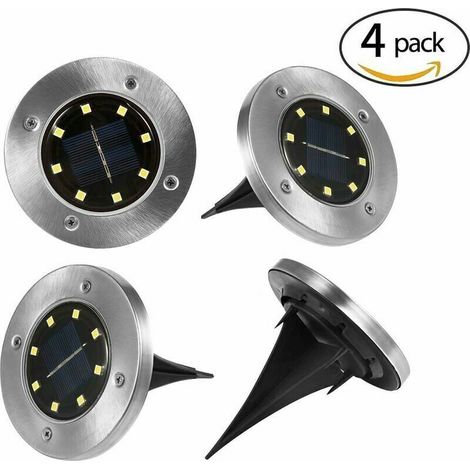 Set di 4 luci solari da giardino Ulisem, con dischi solari e luci a LED, impermeabili, ideali per giardino, vialetto e sentieri.